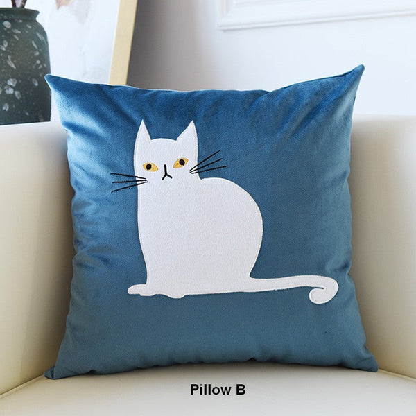 Modern Decorative Throw Pillows, Lovely Cat Pillow Covers for Kid's Room, Modern Sofa Decorative Pillows, Cat Decorative Throw Pillows for Couch-ArtWorkCrafts.com