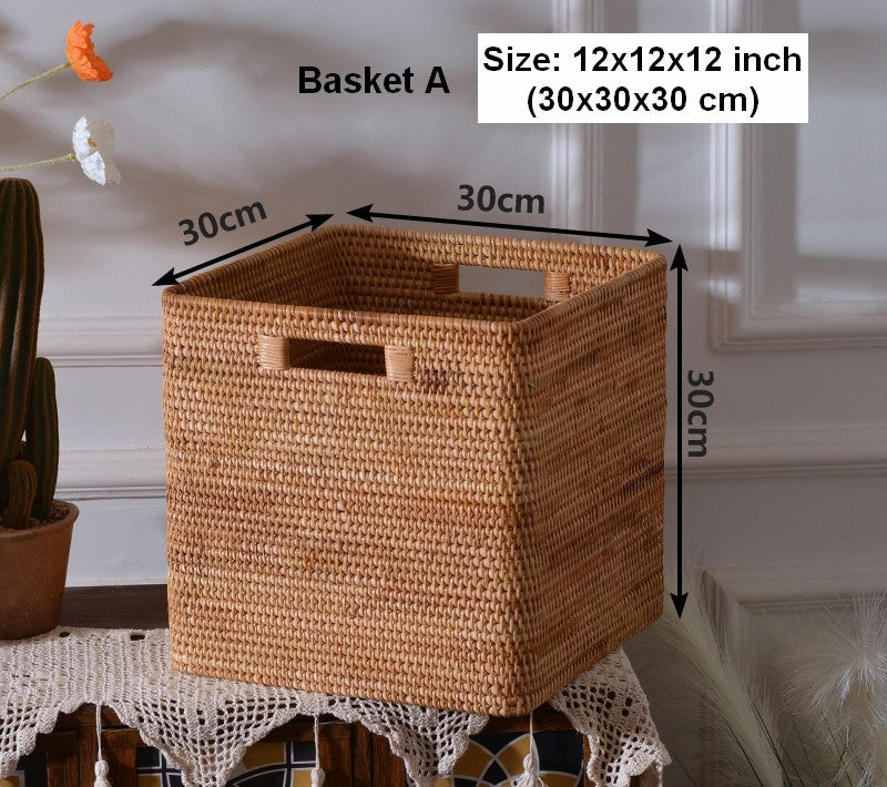 Storage Basket for Shelves, Large Rectangular Storage Basket, Storage Baskets for Kitchen, Woven Storage Basket for Living Room-ArtWorkCrafts.com