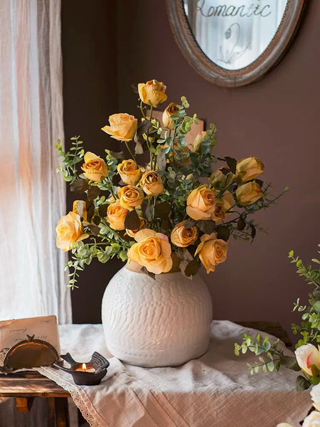 Bunch of Yellow Rose Flowers, Artificial Floral for Dining Room Table, Bedroom Flower Arrangement Ideas, Botany Plants, Creative Flower Arrangement Ideas for Home Decoration, Wedding Flowers-ArtWorkCrafts.com