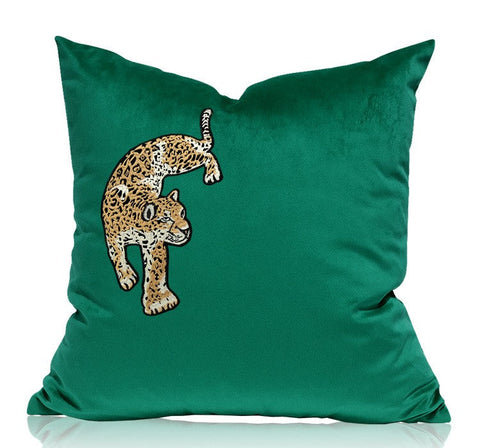 Modern Sofa Pillows, Green Decorative Pillows for Living Room, Contemporary Throw Pillows, Cheetah Decorative Cushion-ArtWorkCrafts.com