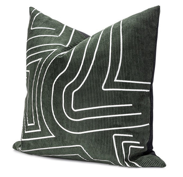 Contemporary Cushions for Interior Design, Large Modern Decorative Pillows for Sofa, Green Modern Throw Pillows for Couch-ArtWorkCrafts.com