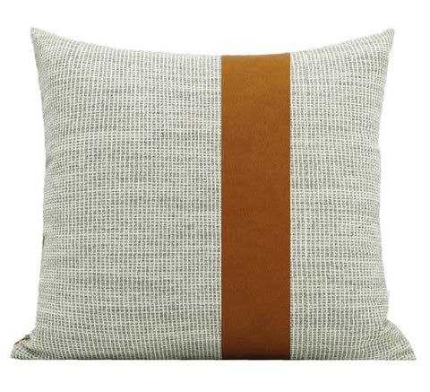 Modern Sofa Pillows for Interior Design, Gray Orange Modern Decorative Throw Pillows, Contemporary Square Modern Throw Pillows for Couch-ArtWorkCrafts.com