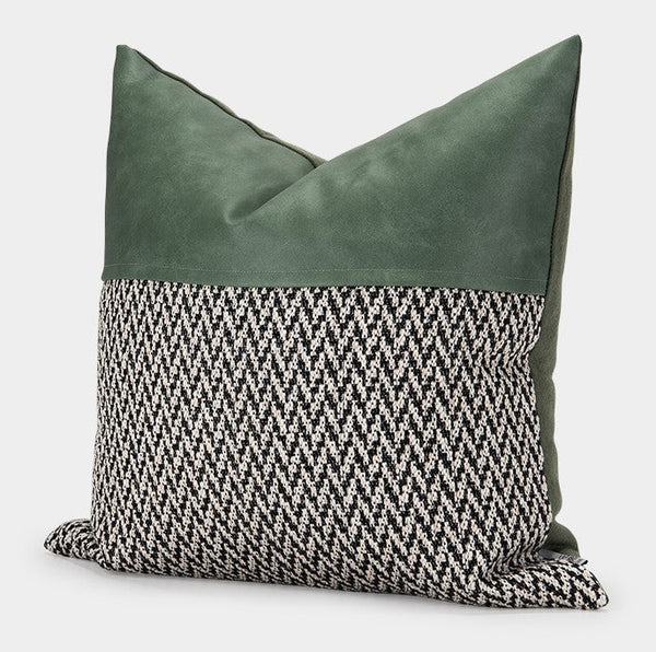 Abstract Contemporary Throw Pillows for Living Room, Green Decorative Throw Cushions for Couch, Large Modern Sofa Throw Pillows-ArtWorkCrafts.com