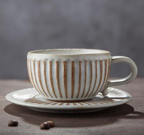Breakfast Milk Cups, Latte Coffee Cup, Tea Cup, Coffee Cup and Saucer Set，Cappuccino Coffee Mug-ArtWorkCrafts.com