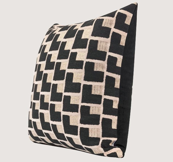Black Chequer Modern Sofa Throw Pillows, Abstract Contemporary Throw Pillow for Living Room, Large Decorative Throw Pillows for Couch-ArtWorkCrafts.com