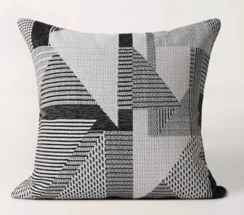 Geometric Grey Back Contemporary Cushions for Interior Design, Large Modern Decorative Pillows for Sofa, Modern Throw Pillows for Couch-ArtWorkCrafts.com