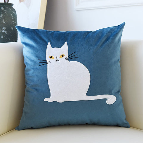 Modern Sofa Decorative Pillows, Cat Decorative Throw Pillows for Couch, Lovely Cat Pillow Covers for Kid's Room, Modern Decorative Throw Pillows-ArtWorkCrafts.com