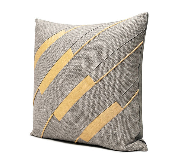 Grey Throw Pillow for Couch, Simple Modern Sofa Pillows, Grey Yellow Decorative Pillows, Modern Throw Pillows for Couch-ArtWorkCrafts.com