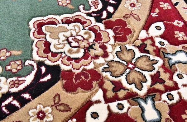 Large Flower Pattern Floor Rugs for Dining Room, Green Thick and Soft Green Rugs for Living Room, Oriental Floor Carpets under Dining Room Table-ArtWorkCrafts.com