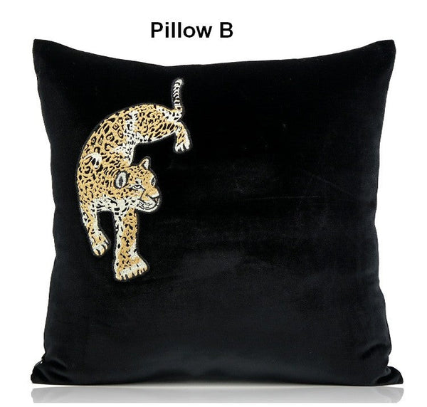 Contemporary Throw Pillows, Cheetah Decorative Throw Pillows, Modern Sofa Pillows, Black Decorative Pillows for Living Room-ArtWorkCrafts.com