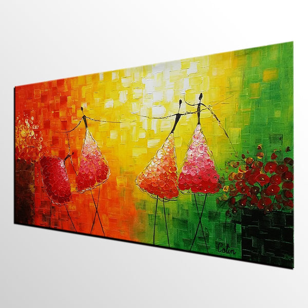 Simple Modern Painting, Paintings for Bedroom, Acrylic Art on Canvas, Abstract Ballet Dancer Painting, Original Wall Art, Acrylic Painting for Sale-ArtWorkCrafts.com