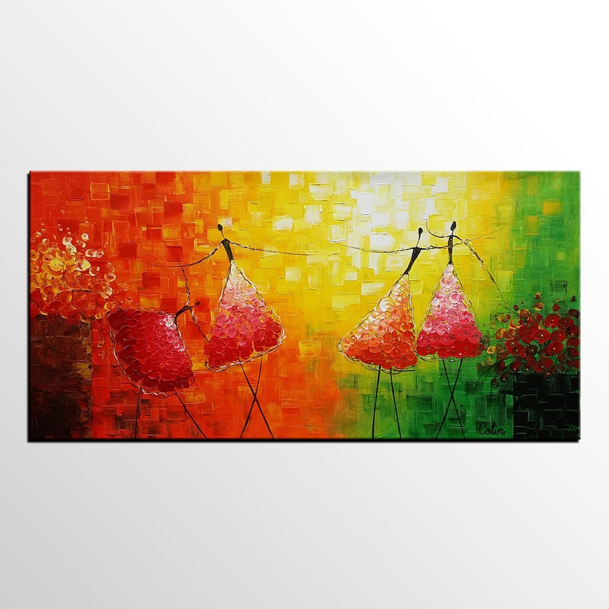 Simple Modern Painting, Paintings for Bedroom, Acrylic Art on Canvas, Abstract Ballet Dancer Painting, Original Wall Art, Acrylic Painting for Sale-ArtWorkCrafts.com