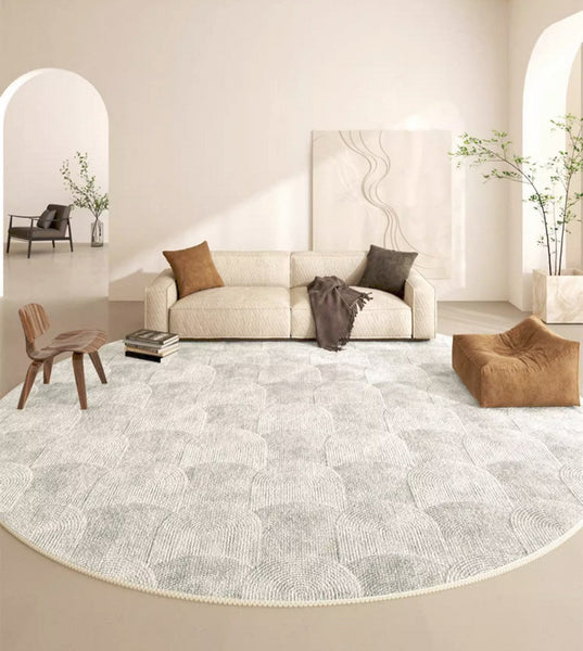 Contemporary Area Rugs for Bedroom, Round Area Rug for Dining Room, Coffee Table Rugs, Circular Modern Area Rug, Large Rugs for Living Room-ArtWorkCrafts.com