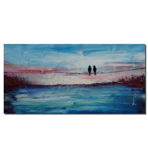 Love Birds Art, Acrylic Painting, Bedroom Decor, Original Painting, Painting Abstract, Large Wall Decor, Modern Painting, Canvas Painting-ArtWorkCrafts.com
