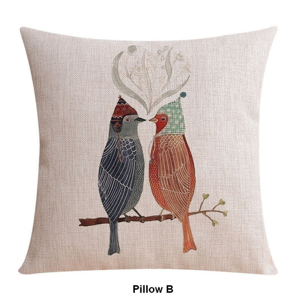 Decorative Sofa Pillows for Children's Room, Love Birds Throw Pillows for Couch, Singing Birds Decorative Throw Pillows, Embroider Decorative Pillow Covers-ArtWorkCrafts.com