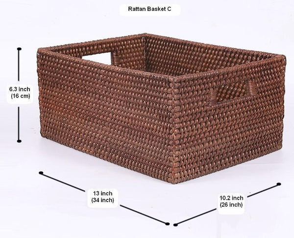 Storage Baskets for Clothes, Large Brown Woven Storage Basket, Storage Baskets for Bathroom, Rectangular Storage Baskets-ArtWorkCrafts.com