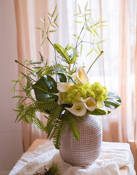 Calla Lily, Monstera, Fern leaf, Aglaia Odorata Flowers, Beautiful Modern Flower Arrangement for Home Decoration, Simple Artificial Floral for Living Room-ArtWorkCrafts.com