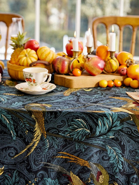 Nightingale Bird Tablecloth, Farmhouse Table Cloth, Blue Rectangle Tablecloth for Dining Room Table, Square Tablecloth, Waterproof Tablecloth-ArtWorkCrafts.com