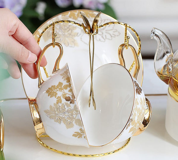 Beautiful British Tea Cups, Traditional English Tea Cups and Saucers, Bone China Porcelain Tea Cup Set, Elegant Ceramic Coffee Cups-ArtWorkCrafts.com