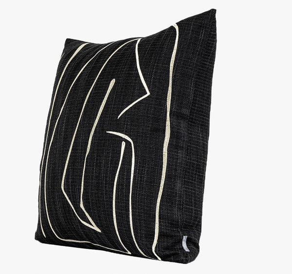 Geometric Square Modern Throw Pillows for Couch, Abstract Black Decorative Throw Pillows, Large Contemporary Throw Pillow for Interior Design-ArtWorkCrafts.com