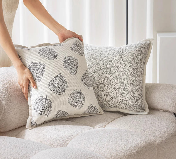 Modern Sofa Pillows, Decorative Throw Pillows for Couch, Embroider Flower Pillow Covers, Farmhouse Flower Decorative Pillows-ArtWorkCrafts.com