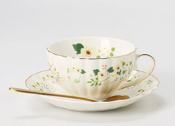 Unique Ceramic Coffee Cups, Creative Bone China Porcelain Tea Cup Set, Traditional English Tea Cups and Saucers, Afternoon British Tea Cups-ArtWorkCrafts.com