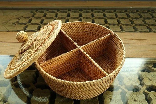 Indonesia Woven Storage Basket, Small Food and Snacks Basket, Kitchen Storage Basket, Storage Basket for Dining Room-ArtWorkCrafts.com