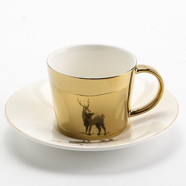 Golden Coffee Cup, Silver Coffee Mug, Large Coffee Cups, Coffee Cup and Saucer Set, Tea Cup, Ceramic Coffee Cup-ArtWorkCrafts.com