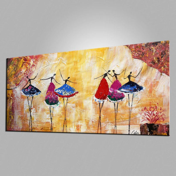 Simple Canvas Painting for Sale, Ballet Dancer Painting, Modern Wall Art Paintings, Heavy Texture Painting, Buy Paintings Online-ArtWorkCrafts.com