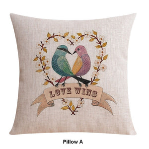 Love Birds Throw Pillows for Couch, Singing Birds Decorative Throw Pillows, Modern Sofa Decorative Pillows, Decorative Pillow Covers-ArtWorkCrafts.com