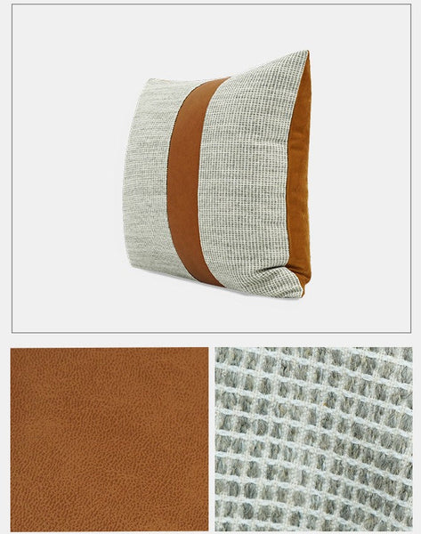 Modern Sofa Pillows for Interior Design, Gray Orange Modern Decorative Throw Pillows, Contemporary Square Modern Throw Pillows for Couch-ArtWorkCrafts.com