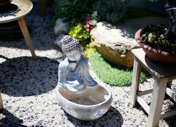 Sitting Buddha Flowerpot, Buddha Statue, Garden Decor Ideas, Large Figure Statue for Garden Ornaments, Villa Courtyard Decor, Outdoor Decoration Ideas-ArtWorkCrafts.com