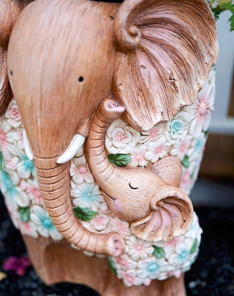 Beautiful Elephant Flowerpot, Modern Garden Flower Pot, Unique Animal Statue for Garden Ornaments, Resin Statue for Garden, Villa Outdoor Decor Gardening Ideas-ArtWorkCrafts.com