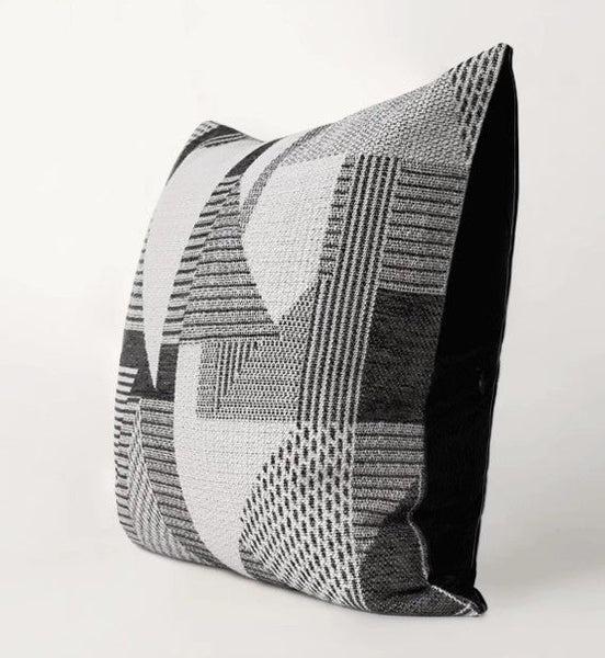 Geometric Grey Back Contemporary Cushions for Interior Design, Large Modern Decorative Pillows for Sofa, Modern Throw Pillows for Couch-ArtWorkCrafts.com