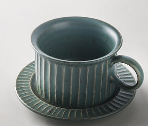 Blue Pottery Coffee Cups, Cappuccino Coffee Mug, Latte Coffee Cup, Blue Tea Cup, Ceramic Coffee Cup, Coffee Cup and Saucer Set-ArtWorkCrafts.com