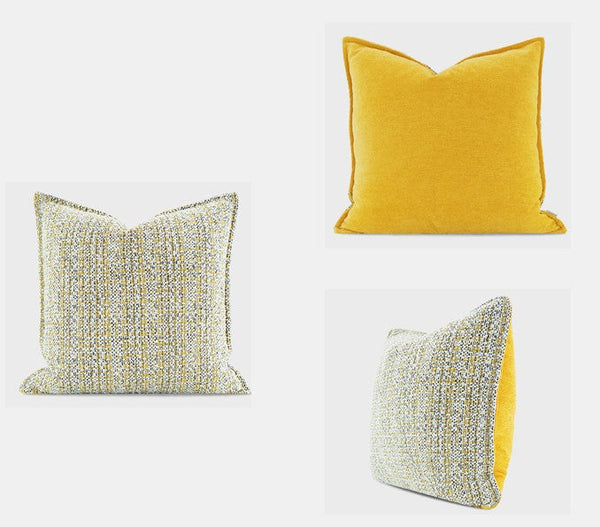 Contemporary Modern Sofa Pillows, Large Yellow Decorative Throw Pillows, Large Square Modern Throw Pillows for Couch, Simple Throw Pillow for Interior Design-ArtWorkCrafts.com