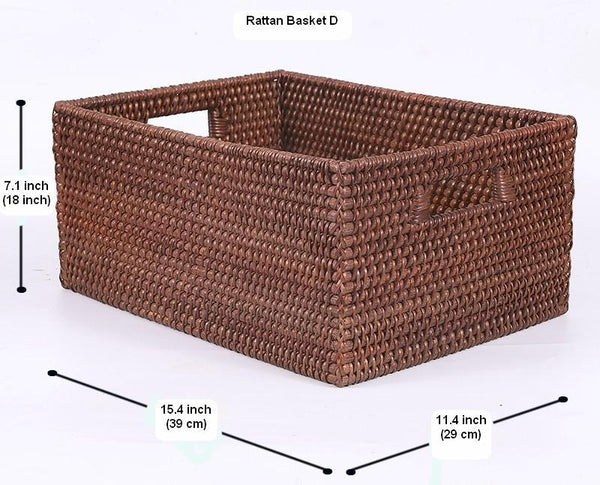 Storage Baskets for Clothes, Large Brown Woven Storage Basket, Storage Baskets for Bathroom, Rectangular Storage Baskets-ArtWorkCrafts.com