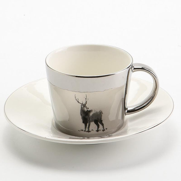 Large Coffee Cups, Tea Cup, Ceramic Coffee Cup, Golden Coffee Cup, Silver Coffee Mug, Coffee Cup and Saucer Set-ArtWorkCrafts.com