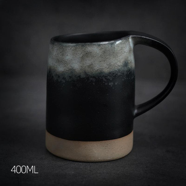 Black Pottery Coffee Cup, Ceramic Coffee Mug, Latte Coffee Cup, Handmade Coffee Cup, Large Tea Cup-ArtWorkCrafts.com