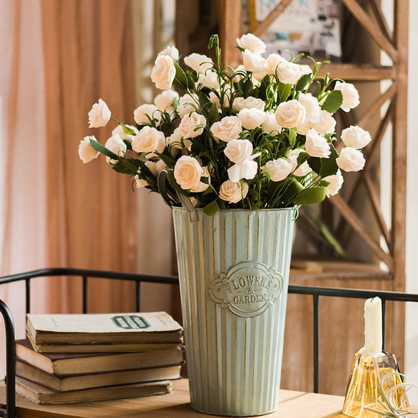 Flower Arrangement Ideas for Living Room, White Camellia Flowers, Modern Artificial Flowers for Home Decoration, Simple Artificial Floral for Bedroom-ArtWorkCrafts.com