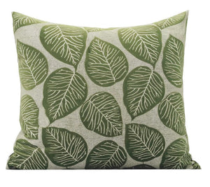 Contemporary Modern Sofa Pillows, Green Leaves Square Modern Throw Pillows for Couch, Simple Decorative Throw Pillows, Large Throw Pillow for Interior Design-ArtWorkCrafts.com