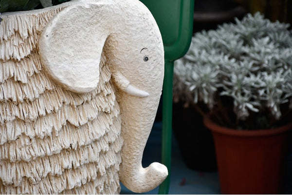 Large Elephant Flowerpot, Resin Statue for Garden, Modern Animal Statue for Garden Ornaments, Villa Outdoor Decor Gardening Ideas-ArtWorkCrafts.com