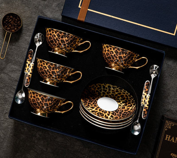 Modern Ceramic Cups, Creative Bone China Porcelain Tea Cup Set, Elegant Ceramic Coffee Cups, Unique Tea Cups and Saucers in Gift Box-ArtWorkCrafts.com