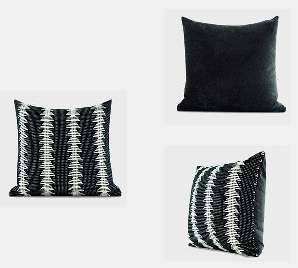Large Modern Sofa Pillow Covers, Black and White Pattern Contemporary Square Modern Throw Pillows for Couch, Simple Throw Pillow for Interior Design-ArtWorkCrafts.com