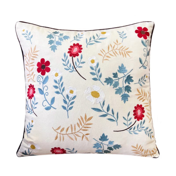 Decorative Throw Pillows for Couch, Embroider Flower Cotton Pillow Covers, Spring Flower Decorative Throw Pillows, Farmhouse Sofa Decorative Pillows-ArtWorkCrafts.com