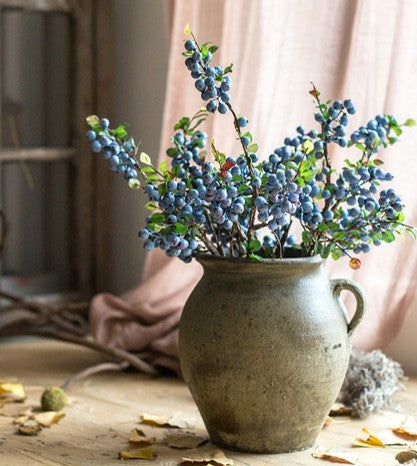 Simple Artificial Flowers for Home Decoration, Flower Arrangement Ideas for Living Room, Blue Cranberry Fruit Branch, Spring Artificial Floral for Bedroom-ArtWorkCrafts.com