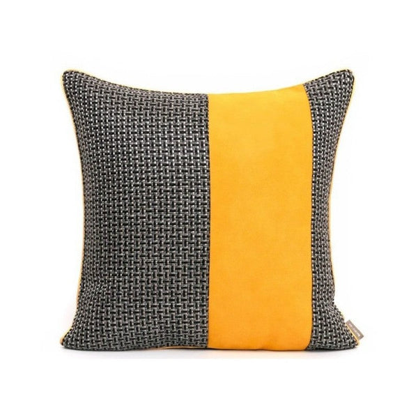 Large Black Yellow Modern Pillows, Modern Throw Pillows for Couch, Decorative Modern Sofa Pillows, Modern Simple Throw Pillows for Living Room-ArtWorkCrafts.com
