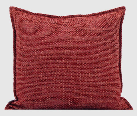 Large Square Modern Throw Pillows for Couch, Red Contemporary Modern Sofa Pillows, Simple Decorative Throw Pillows, Large Throw Pillow for Interior Design-ArtWorkCrafts.com