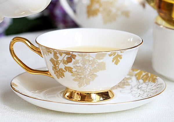 Beautiful British Tea Cups, Traditional English Tea Cups and Saucers, Bone China Porcelain Tea Cup Set, Elegant Ceramic Coffee Cups-ArtWorkCrafts.com