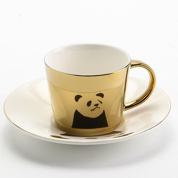 Elk Golden Coffee Cup, Silver Coffee Mug, Coffee Cup and Saucer Set, Large Coffee Cups, Tea Cup, Ceramic Coffee Cup-ArtWorkCrafts.com